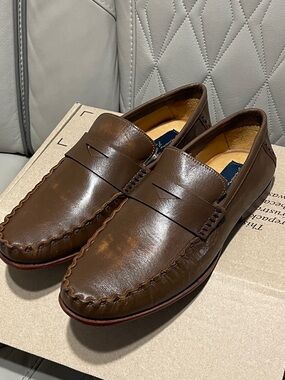 Massimo Matteo Brown Leather Penny Loafers